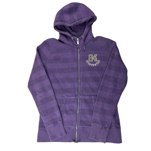 Nike Sportswear Full Zip Hoodie Sweatshirt Jacket Women’s LG Striped Purple - Picture 1 of 10